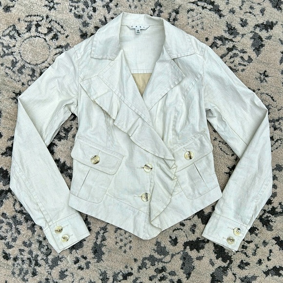 CAbi Jackets & Blazers - CAbi • 325 Linen Ruffle Up Jacket